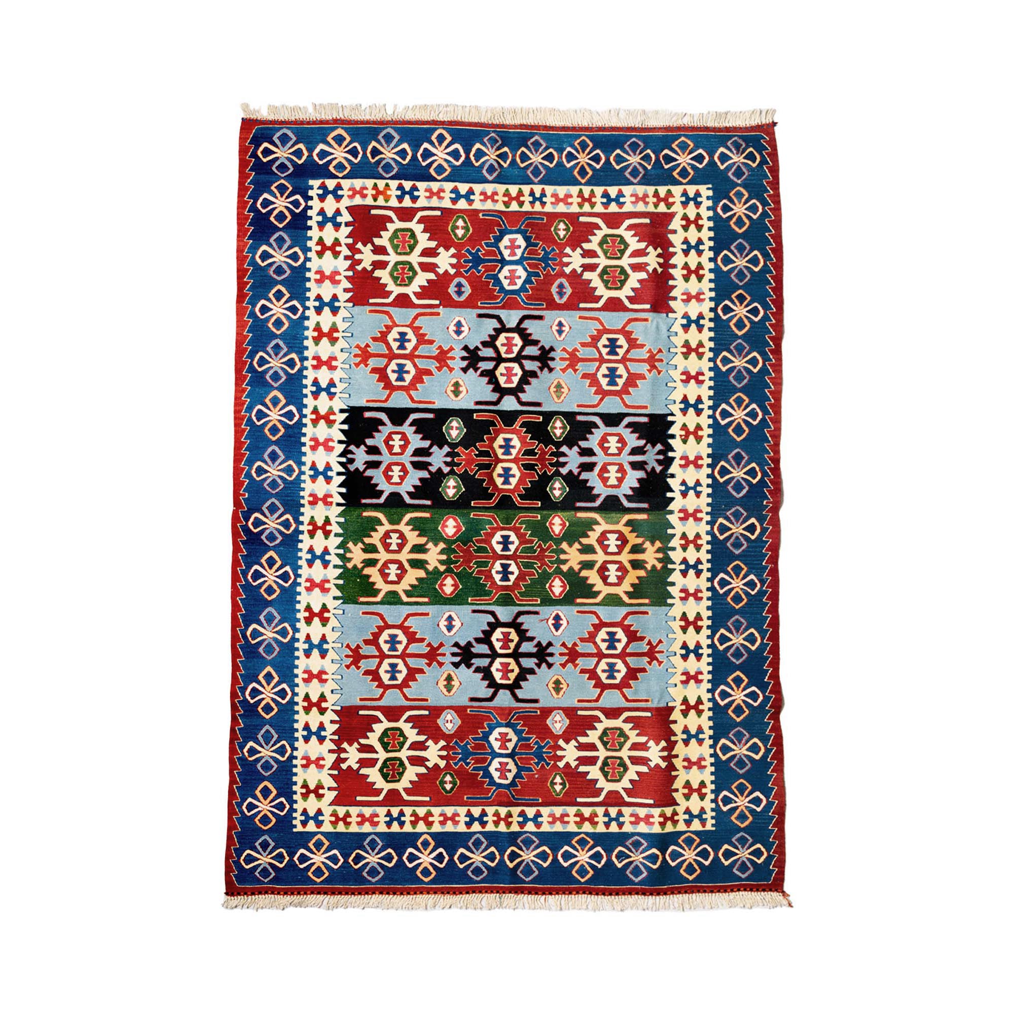 Kilim alfombra lana reversible manual Afganistán multicolor diseño juegos geométricos comprar online Fernández Textil