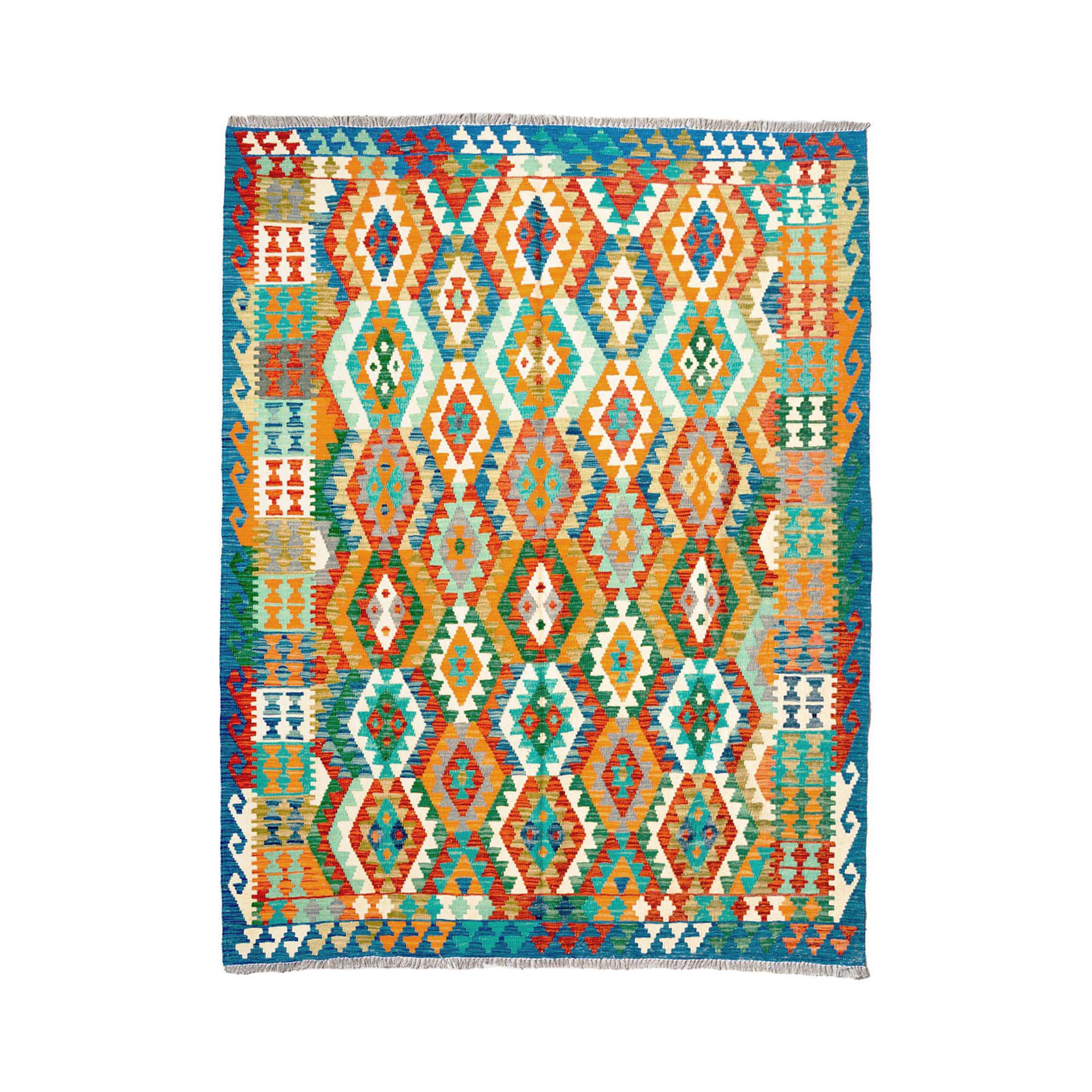 Kilim Maimana alfombra lana reversible manual Afganistán multicolor diseño juegos geométricos comprar online Fernández Textil