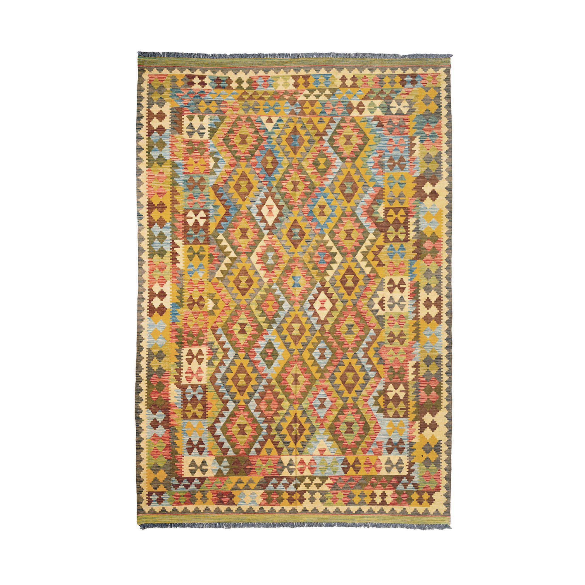 Kilim Maimana alfombra lana reversible manual Afganistán multicolor diseño juegos geométricos comprar online Fernández Textil