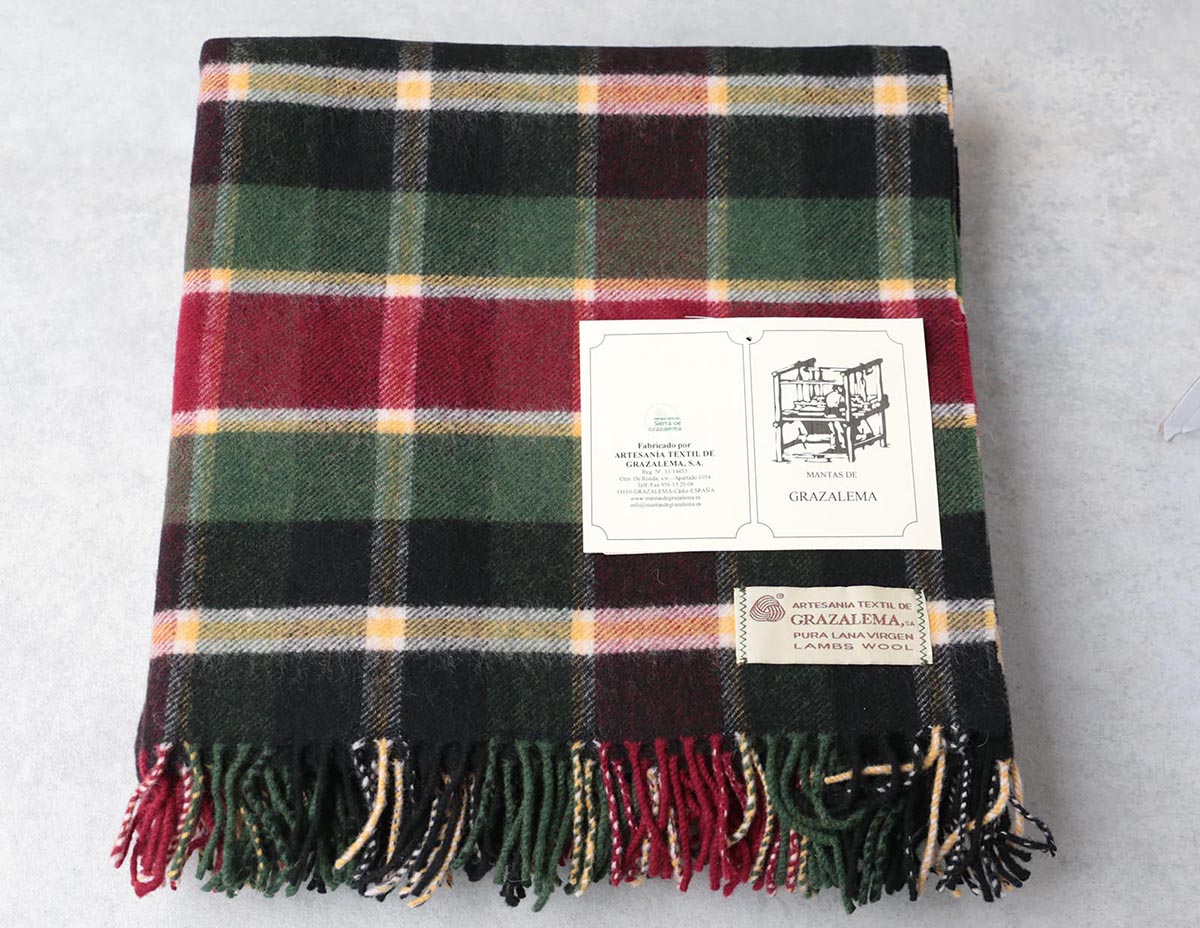 Manta de lana grazalema cuadro ingles